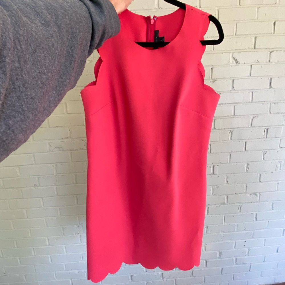 Pink J. Crew Sleeveless dress with scallop detail